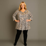 Grey Bronze 3/4 Sleeve Swing Top
