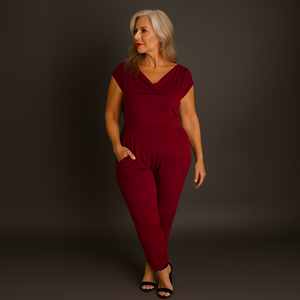 Soft Suedette Cowl Neck Jumpsuit with Pockets