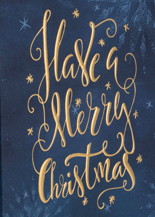 Collins Christmas Cards - Snowflake on Blue Design - 10 Pack Festive Greeting Cards