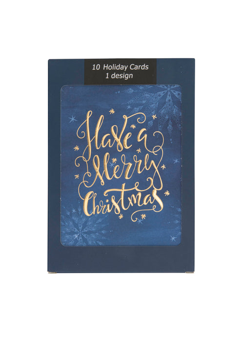 Collins Christmas Cards - Snowflake on Blue Design - 10 Pack Festive Greeting Cards