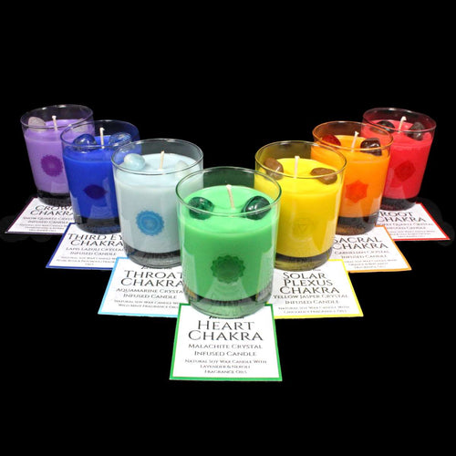 Complete Chakra Crystal Infused Scented Candle Set