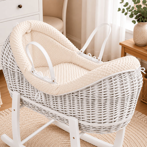 Wicker Deluxe Pod Baby Moses Basket With Stand