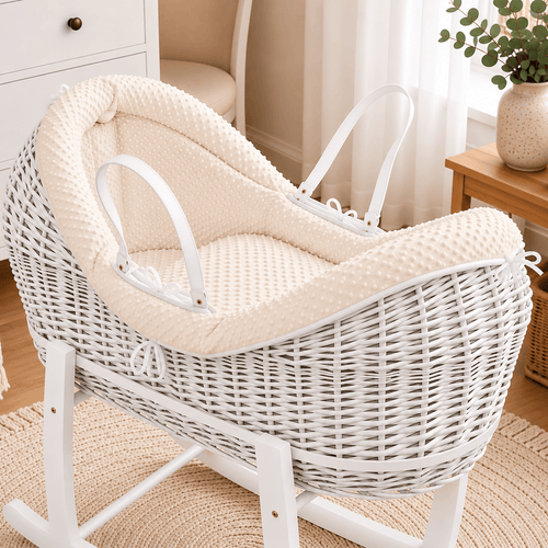 Wicker Deluxe Pod Baby Moses Basket With Stand