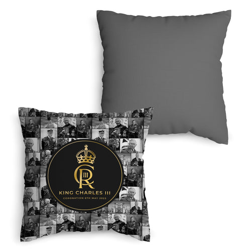 King Charles Coronation - B&W Collage - 45cm Square Cushion