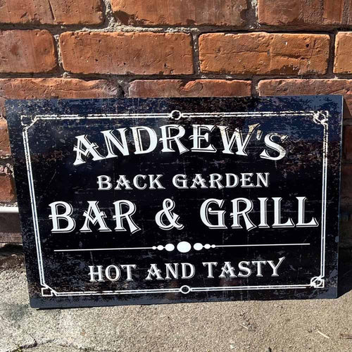 Vintage Style Metal Personalised Bar and Grill Sign