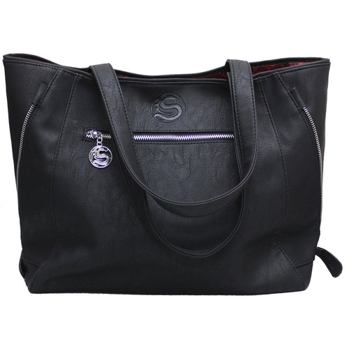BLACK CAT Studded PU Leather Tote Bag