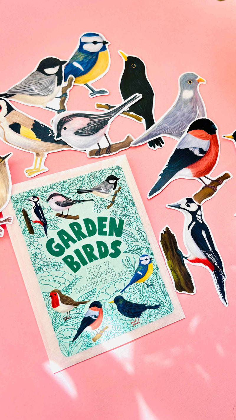 Garden Bird Sticker Gift Set- 7cm Vinyl Waterproof Stickers