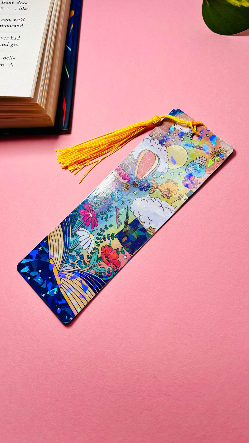 Bookish Handmade Bookmark- Cute Holographic Bookmark with Tassel