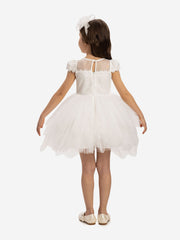 DRESS & Fleur Baby Girls Dress with Tulle Skirt in White