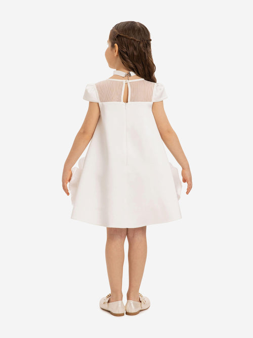 DRESS & Fleur Girls Dress with Flower Choker in White