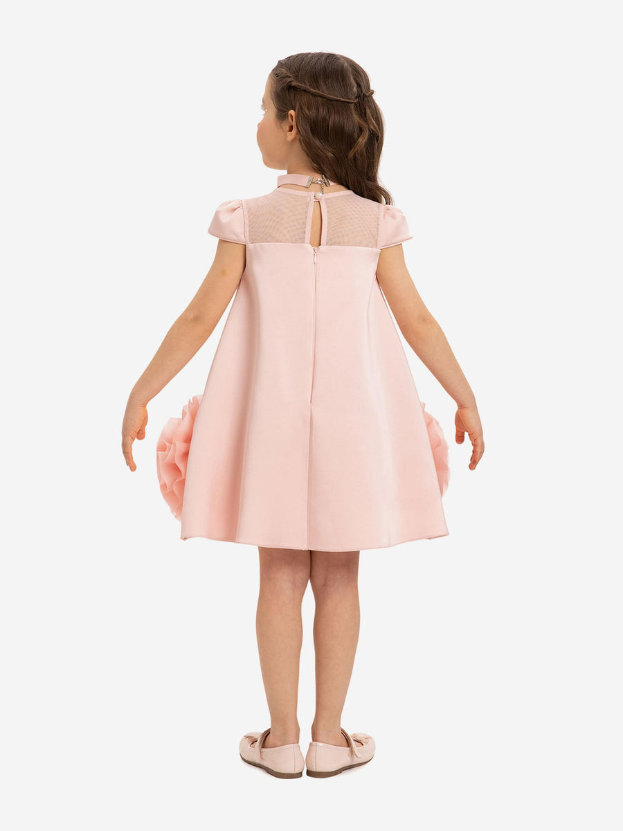 DRESS & Fleur Girls Dress with Flower Choker in Pink