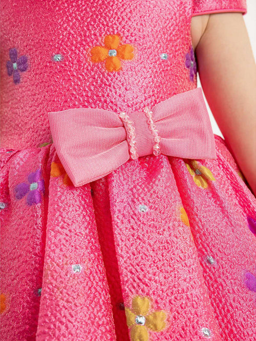 DRESS & Fleur Baby Girls Floral Dress with Headband in Pink