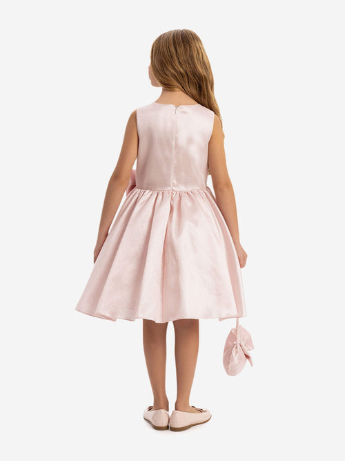 DRESS & Fleur Girls Satin Dress with Matching Bag in Pink