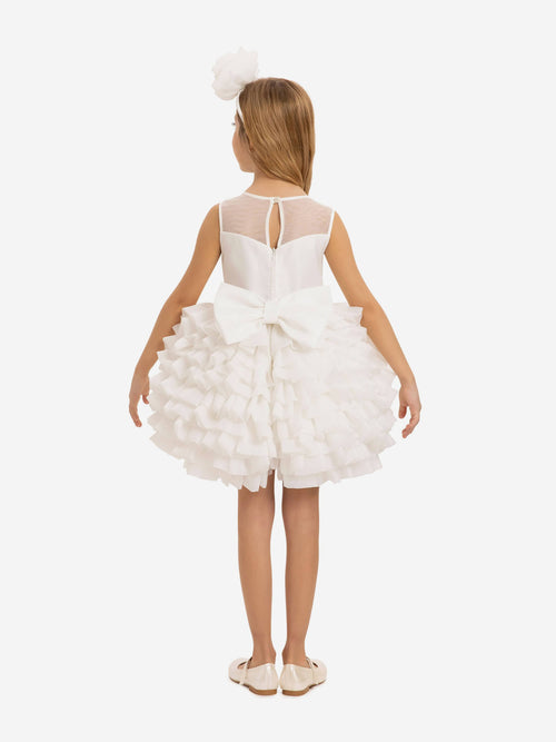 DRESS & Fleur Girls Dress with Headband in White