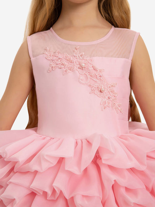 DRESS & Fleur Girls Dress with Headband in Pink