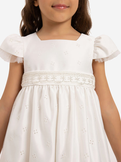 DRESS & Fleur Girls Dress with Matching Bag in White
