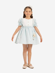 DRESS & Fleur Baby Girls Dress Set with Teddy Bear in Blue