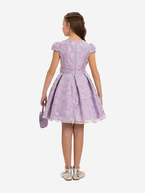 DRESS & Fleur Girls Stylish Dress with Matching Bag in Purple