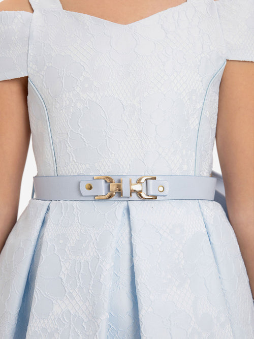 DRESS & Fleur Girls Dress with Bag and Belt in Blue