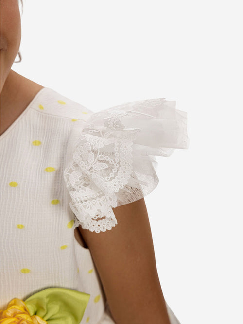 DRESS & Fleur Girls Dress with Headband in Yellow