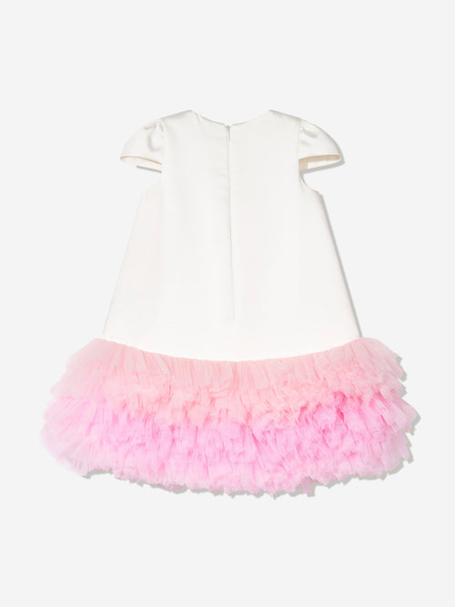 DRESS & Fleur Girls Tulle Trim Occasion Dress in Ivory