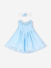 DRESS & Fleur Baby Girls Occasion Dress with Headband in Blue