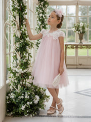 DRESS & Fleur Girls Flower Occasion Dress with Headband in Pink