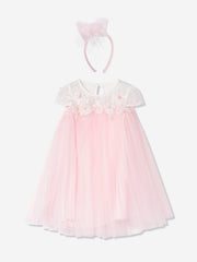DRESS & Fleur Girls Flower Occasion Dress with Headband in Pink