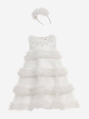DRESS & Fleur Girls Occasion Dress with Headband in Ivory