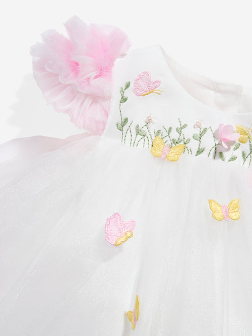 DRESS & Fleur Baby Girls Occasion Dress with Headband in Ivory
