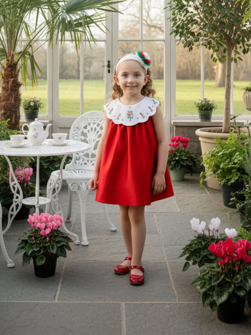DRESS & Fleur Baby Girls Occasion Dress with Headband in Red