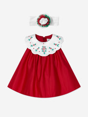 DRESS & Fleur Baby Girls Occasion Dress with Headband in Red