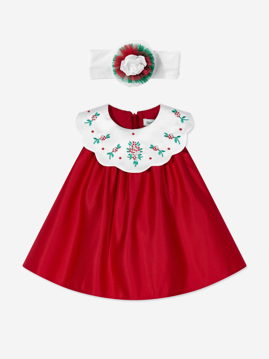 DRESS & Fleur Baby Girls Occasion Dress with Headband in Red