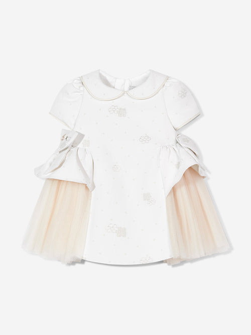 DRESS & Fleur Baby Girls Occasion Dress with Headband in Ivory