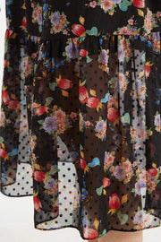 Louche Dasha Carpathian Florals Print Tiered Midi Skirt