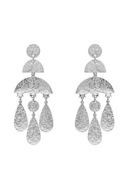 Delilah Beaten Silver Geo Drop Earrings