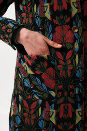 Dryden Folk Jacquard Fur Collared Coat