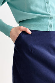 Louche Dylan Baby Cord A Line Mini Skirt Navy