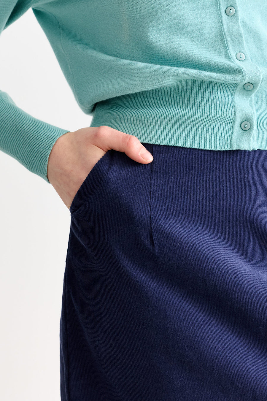 Louche Dylan Baby Cord A Line Mini Skirt Navy