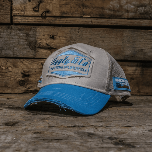 Sky Blue & White Diamond Trucker Hat