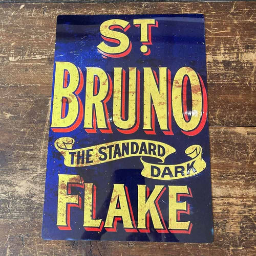 Distressed Vintage St Bruno Flake Metal Advertising Sign