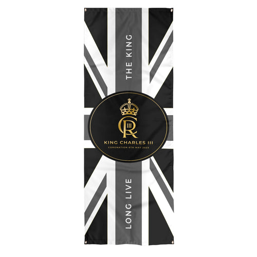 King Charles Coronation - B&W Union Jack Flag - Door Banner