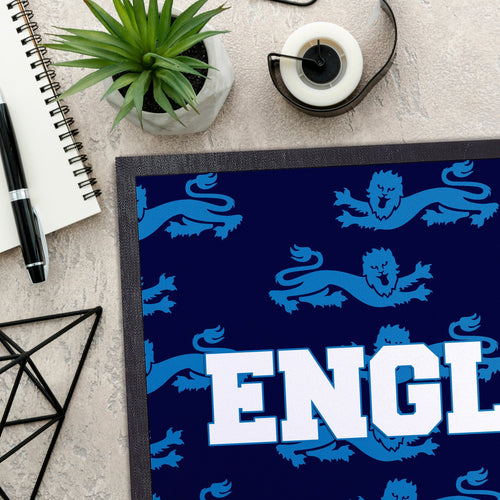England - Blue Lion Pattern -  Retro Door Mat - 60cm x 40cm