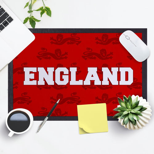 England - Red Lion Pattern -  Retro Door Mat - 60cm x 40cm