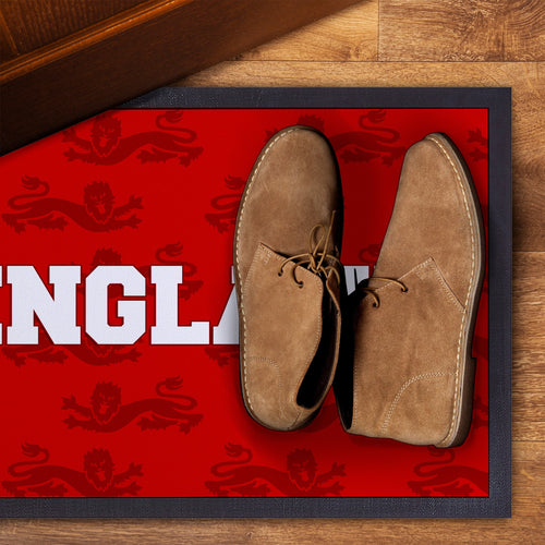 England - Red Lion Pattern -  Retro Door Mat - 60cm x 40cm