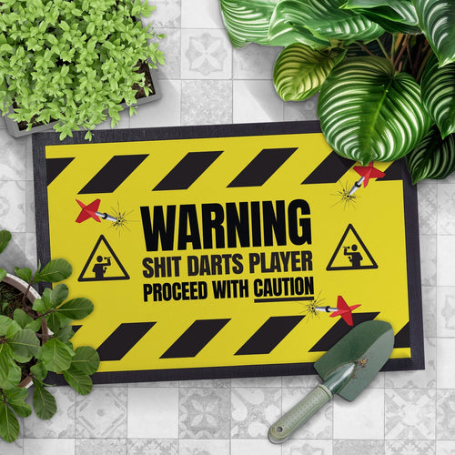 Warning! Sh*t Darts Player - Door Mat - 60cm x 40cm