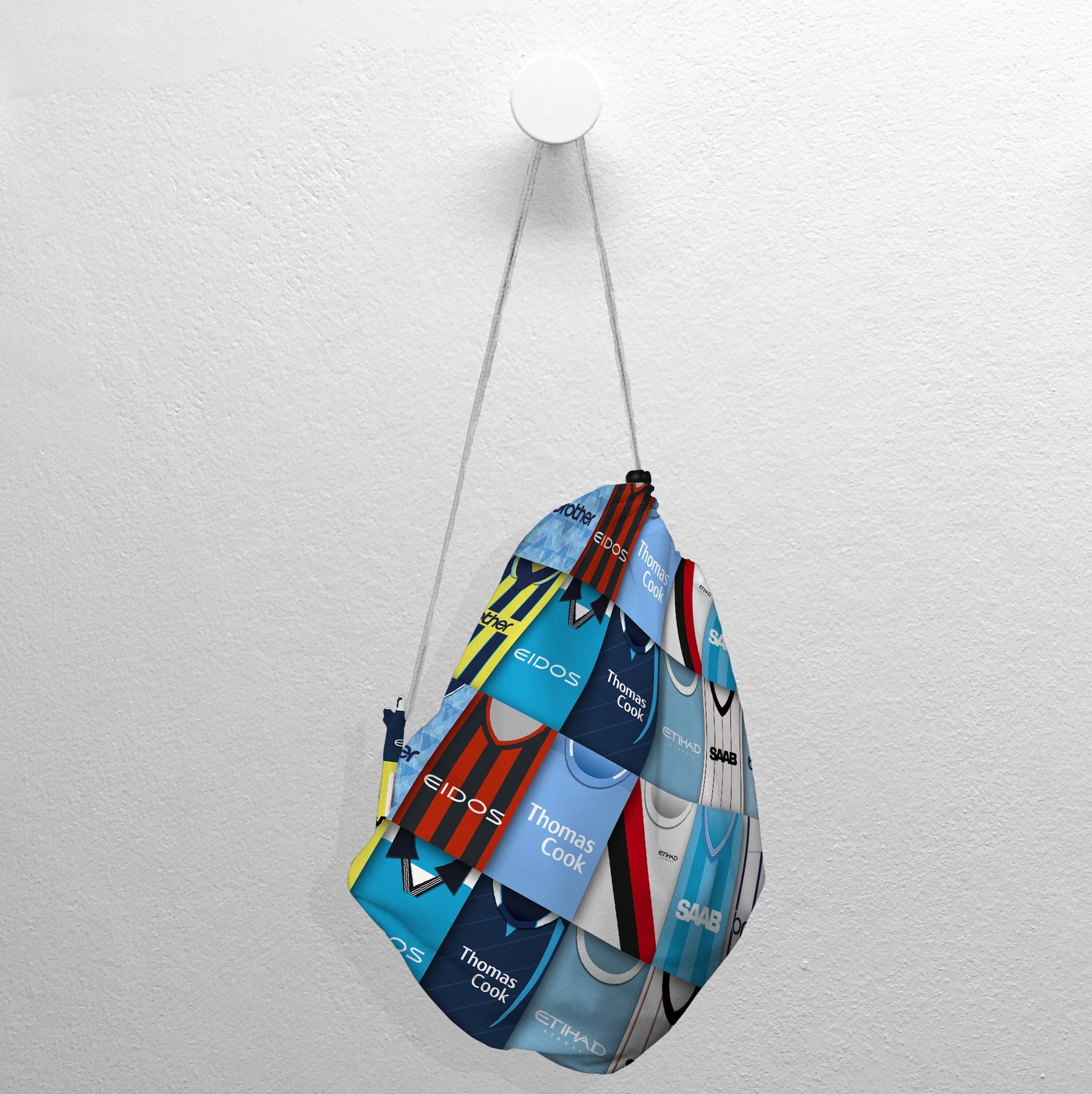 Manchester Blue Kit Montage - Drawstring Duffle bag