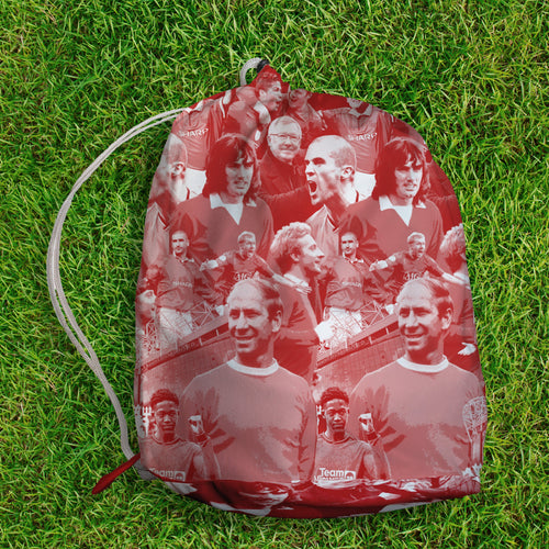 Manchester Red Player Montage - Drawstring Duffle bag