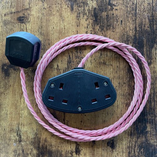 Coloured Fabric Decorative Extension Lead - Twisted Flex - Black Plug & Socket