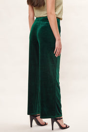 Elina Velvet Straight Leg Trouser - Green